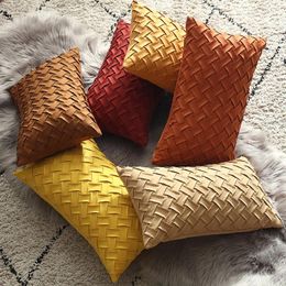 Pillow Nordic Style Hand-woven Plaid Cover Home Decor Fashion Design Suede Pillowcase Solid Colour Bed Car Sofa Covers