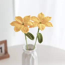 Decorative Flowers Handwoven Cotton Thread Vibrant Hand-knitted Crochet Lily Bouquet Realistic Diy Craft Flower Gifts For Home