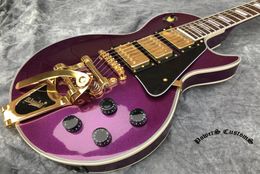 China electric guitar OEM shop electric guitar Brilliant purple metal Colour Three pickup big jazz vibrato system2560941