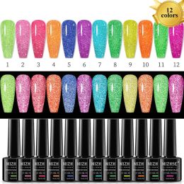 Dryers Mizhse 12/8pcs Neon Reflective Gel Nail Polish Set Soak Off Uv/led Glitter Gel Varnishes All for Manicure Acrylic Nail Art Kit