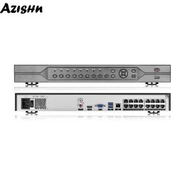 Recorder AZISHN H.265 48V POE NVR 16CH 5MP/8CH 4K wideo sieciowe rejestrator nadzoru wykrywanie ruchu P2P CCTV NVR dla kamery POE IP