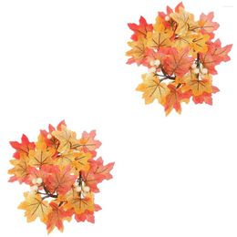 Decorative Flowers Orange Daisy Wreath Maple Fall Decorations Home Harvest Festival Rings