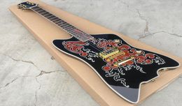 Custom ZZ Top G6199 Billy Bo Jupiter built for Billy Gib Black Striplined Thunderbird Electric Guitar Round Input Jacks Single Pi6640123