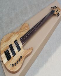 5 Strings Natural Fretless Electric Bass with EMG PickupsNeckthrubodyRosewood FingerboardCan be Customized2195583