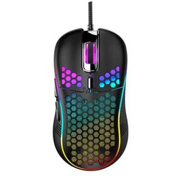 Mice USB wired lightweight gaming mouse RGB backlit with 6 buttons 7200DPI cellular shell suitable for PC laptop Wi H240407