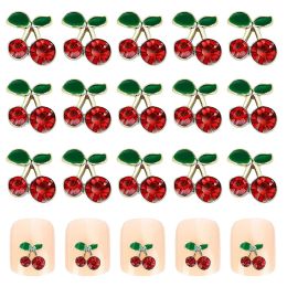 Equipments 100pcs Cherry Nail Charms Red Crystal Nail Art Decorations Glass Diamond Nail Art Rhinestones Diy Nail Art Accessories Parts