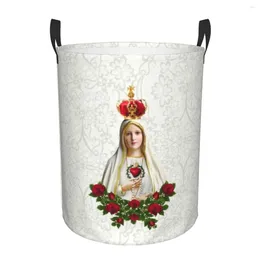 Laundry Bags Our Lady Of Fatima Basket Collapsible Portugal Rosary Catholic Virgin Mary Clothing Hamper Toys Organiser Storage Bins