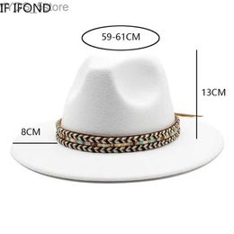 Wide Brim Hats Bucket Winter Felt Fedora Womens Hat 59-61cm Large Size Trilby Jazz Charming Wedding Party Chapeau yq240407