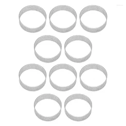Baking Moulds 10Pcs 6Cm Circular Tart Ring Dessert Stainless Steel Perforation Fruit Pie Quiche Cake Mousse Mould Kitchen Mould
