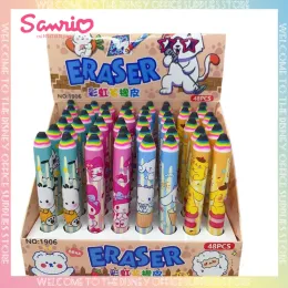 Eraser 48pcs/Set Creative Cute Rainbow Pen Eraser Cartoon Pochacco Cinnamoroll Melody Student Pencil Eraser School Stationery Wholesale