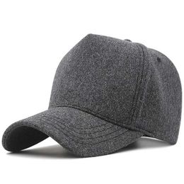 Ball Caps 2022 High Top Wool Big Size Basebal Cap 5 Panels Man Outdoors Warm Felt Sport Hat 56-60cm 60-65cm Q240403