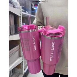 Stanleliness US Stock Water Bottles Starbcks Winter 1:1 Target Red Tumblers Cosmo Pink Flamingo Mugs H2.0 Replica 40oz Cups with Silicone Lid and Straw Car GG0222 LBZN