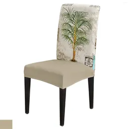 Chair Covers Vintage Tropical Plant Palm Tree Cover Stretch Elastic Dining Room Slipcover Spandex Case For Office