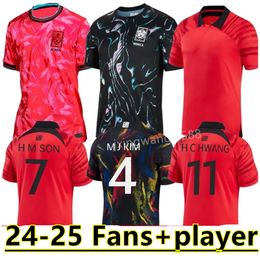 South Korea Soccer Jersey New 2024 2025 HEUNG-MIN SON KANG IN LEE National Team 24 25 Football Shirt Men Kids Kit Set Home Away Men Uniform Red Black Fan Player Version 888