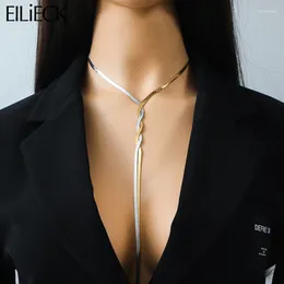 Chains EILIECK 316L Stainless Steel Gold Silver Colour Crossing Long Necklace For Women Exaggerated Chain Jewellery Party Wedding Gift