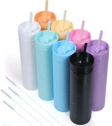 Fast Delivery Tumblers Cups Matte Pastel Coloured Acrylic with Lids Straw DIY Gifts Reusable Cup for Cold Drinks Mugs Bulk 16 o5530161