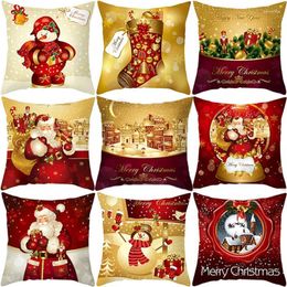 Pillow 2024 3pcs 45cm Christmas Covers Cartoon Santa Pillowcase Family Living Room Car Bed Decoration Snowman Year Gift