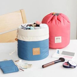 Cosmetic Bags Bag 2024 Fashion Round Waterproof Makeup Large-capacity Portable Drawstring Storage Toiletry Kit Cylinder Lady Box