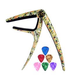 Personalised Trigger Style Capos Flower Grain Zinc Alloy Spring Capo With 6pcs Guitar picks6715847