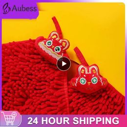 Towel Year Red Chenille Chinese Style Hand Quick Dry Soft Towels Absorbent Kitchen Bathroom