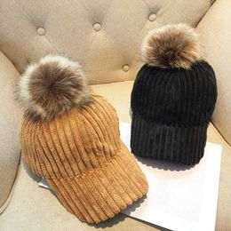 Ball Caps 2019 Corduroy Hair Autumn Winter Womens Hat Adjustable Fashion Style Baseball Streetwear Casual Warm Q240403