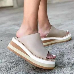 Slippers Platform Wedge Sandals Women's 2024 Summer Leather For Women Light Open Toe Plus Size Shoes Pantuflas De Mujer