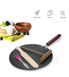 Aluminum Alloy Pancake Pan Crepe Maker Flat Pan Griddle Pan with Spreader Spatula Crepe Maker Griddle Cooking Tool CJ191227278u4876942