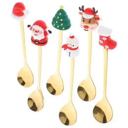 Spoons 6 Pcs The Gift Christmas Kit Decorative Coffee Xmas Elements Drinks Elder