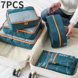 Storage Bags 7 PCS Set Travel Waterproof Organiser Portable Luggage Clothes Shoe Tidy Pouch Packing