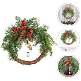 Decorative Flowers Wreath Front Door Decoration Xmas Bell Garland Accessories Ornament Plastic Christmas Berries