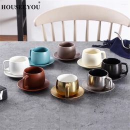 Cups Saucers Colourful Solid Coffee Cup Saucer Set With Spoon Concise Italy Tasse Espresso Ceramic Afternoon Tea Taza Home Office Bardak