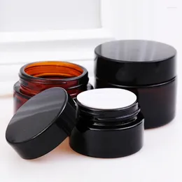 Storage Bottles 5pcs 30G Cosmetic Spice Jars Pot Cream Homemade Lotion Containers Amber Glass Refillable Makeup Store Vials