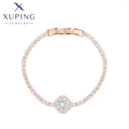 Link Bracelets Xuping Jewellery Arrival Square Fashion Stone European Bracelet Rose Gold Colour Trendy Charm For Women Party Gift