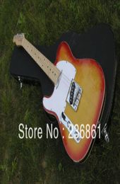 High Quality Left Hand American Sandard Cherry Burst Electric Guitar with hard case9838343