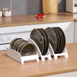 Kitchen Storage 3pc Plate Organiser For Home Plastic Space Saving Bowl Cupboard Display Dish Rack Cabinet Cutlery Organizer
