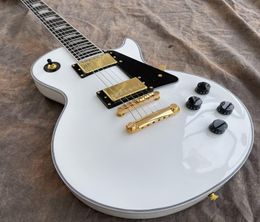 Custom Shop Deluxe Apline White Electric Guitar Ebony Fingerboard Fret Binding Gold Hardware6116277