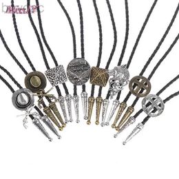 Bolo Ties Vintage Mens Alloy Tie Men Women Leather Rope Long Necklace Shirts Bolo Tie Men Accessories Sweater Chain 240407