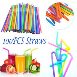 Drinking Straws 100Pcs Extra Long Flexible Plastic Party Bar Supplies