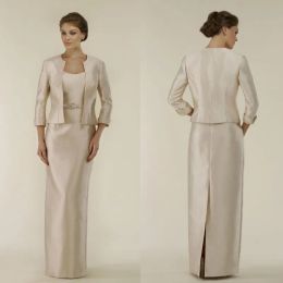 Suits Mother Of Bride Dresses With Jacket Long Sleeves Delicate Sash Mother Of The Bride Floor Length Party Prom Dresses