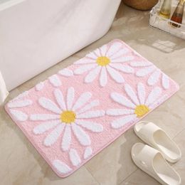 Bath Mats 1 Pcs Cashmere Imitation Flower Rug Easy To Use Washable 16 X 24 Inch Polyester Quick Dry Rugs Shower Room