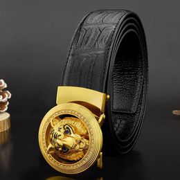 Belts High quality decorative tiger buckle for mens automatic black leather collar family leisure classic mens beltC420407