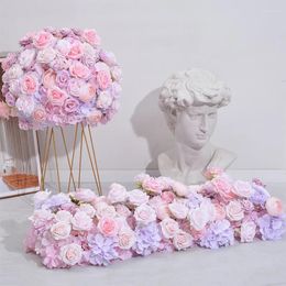 Decorative Flowers Pink Purple Rose Hydrangea Wedding Table Centerpieces Ball Event Party Banquet Floral Window Display