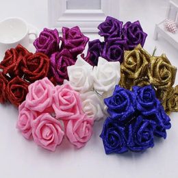 Decorative Flowers 50 Pcs/lot Artificial Sequin Foam Roses For Home And Wedding Party Diy Decoration Flower Heads Weddings