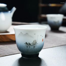 Cups Saucers One Porcelain Tea Cup Nature Print Poetry Chinese Kungfu Of On Market