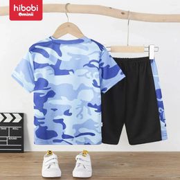 Clothing Sets Hibobi 2-piece Kid Boy Camouflage Pattern Short Sleeve T-shirt & Patchwork Shorts