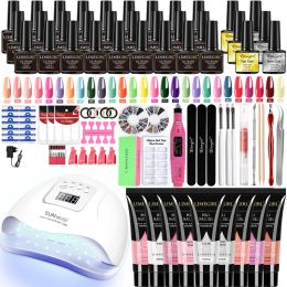 Dryers Limegirl Nail Kit 72w/54/24w Nail Lamp Uv Gel Nail Polish Kit Manicure Art Tools Set Top Base Nail Hine Set