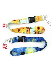 Van Gogh Oil Painting Buckle Lanyard Strap for Mobile Phone ID Card Holder Keychain Keys Earphone Accessories with Metal Clasp Who9656064