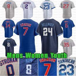 Custom Cody Bellinger 7 Dansby Swanson Baseball Jersey Ernie Banks Seiya Suzuki Ian Happ Nico Hoerner Ryne Sandberg Christopher Morel Justin Steele Crow-Armstrong