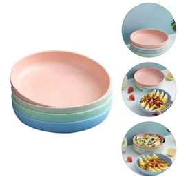 Disposable Dinnerware 4 Pcs Plate Plastic Dishes Dinner Serving Plates Salad Fibre Round Child