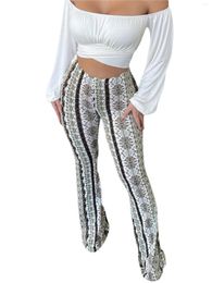 Women's Pants Women S Bohemian Style Wide Leg With Elastic Waistband And Floral Print - Fashionable High Waist Trousers For A Slimming